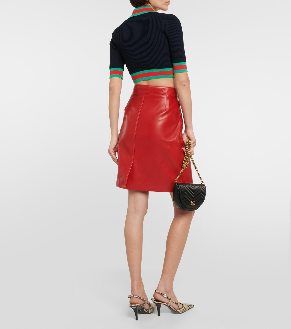 Gucci Ribbed-knit cropped polo shirt Gucci