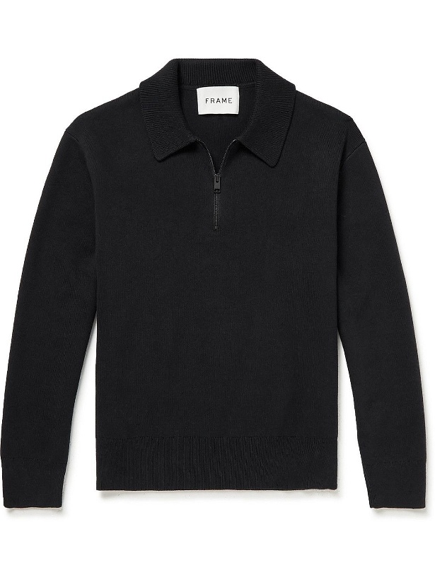 Photo: FRAME - Cotton and Cashmere-Blend Polo Shirt - Black