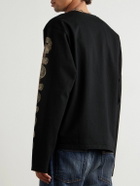 KAPITAL - Dense Appliquéd Printed Cotton-Jersey T-Shirt - Black