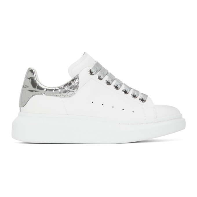 Photo: Alexander McQueen SSENSE Exclusive White and Silver Croc Oversized Sneakers