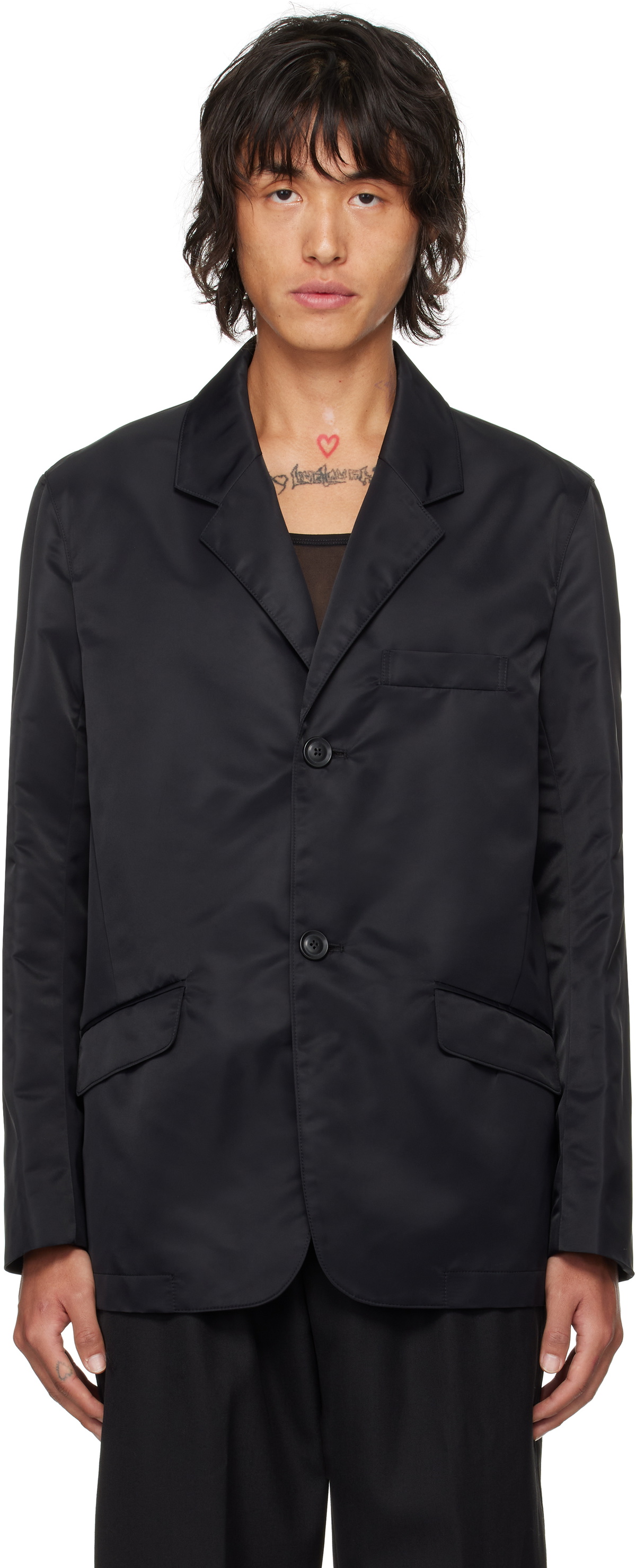 LGN Louis Gabriel Nouchi Black Recycled Nylon Classic Cut Blazer