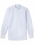 Kingsman - Grandad Collar Striped Cotton Oxford Shirt - Blue
