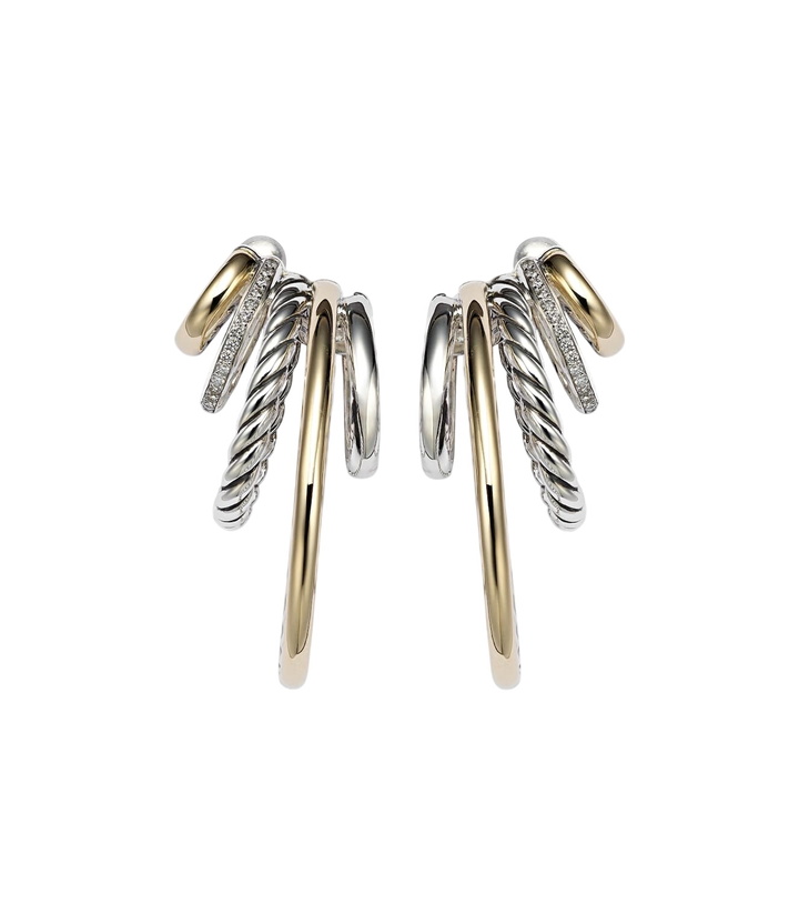 Photo: David Yurman DY Mercer® 18kt gold and silver earrings with diamonds