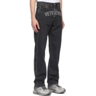 VETEMENTS Black Washed Laser Logo Jeans