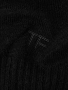 TOM FORD - Logo-Embroidered Brushed-Cashmere Hoodie - Black