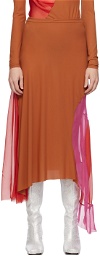 Paula Canovas Del Vas Pink & Tan Paneled Midi Skirt