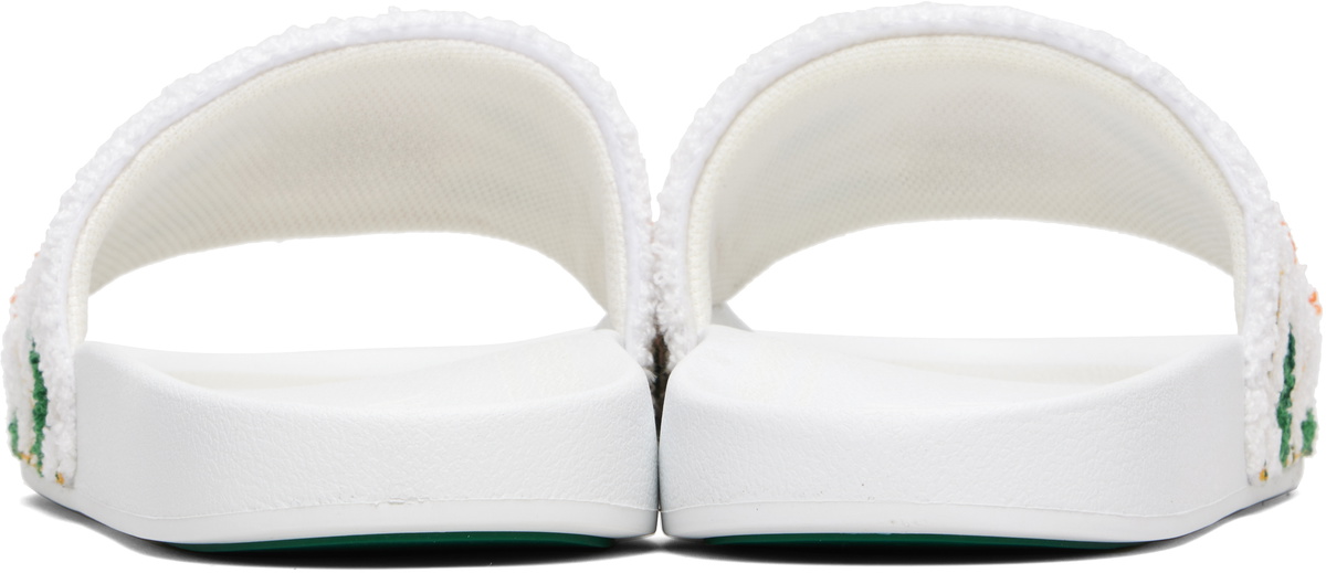 Casablanca White Embroidered Terry Slides