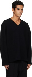 Lady White Co. Black V-Neck Snap Sweater