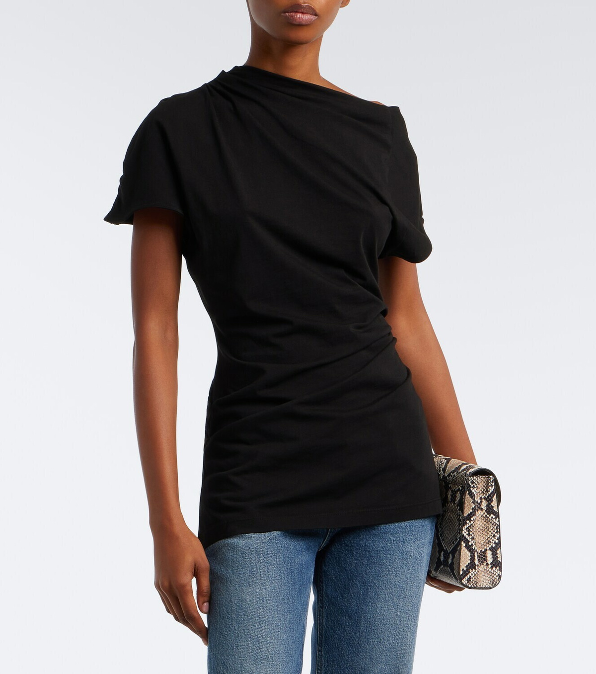 Agolde Beckly draped cotton jersey top