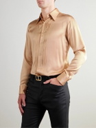 TOM FORD - Pintucked Silk-Charmeuse Shirt - Neutrals