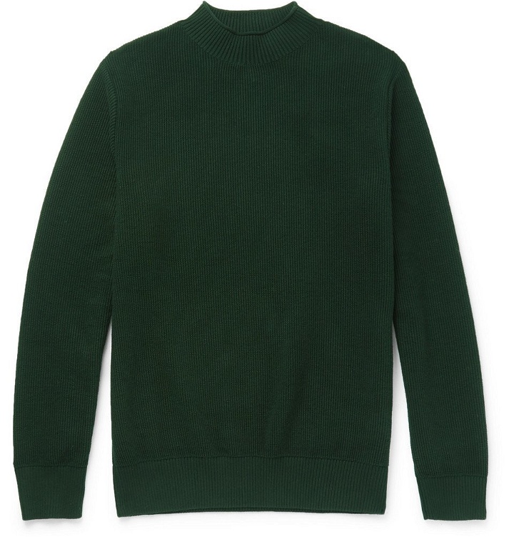 Photo: Sunspel - Ribbed Cotton Mock-Neck Sweater - Men - Green