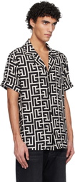 Balmain Black & White Pyjama Monogrammed Print Shirt