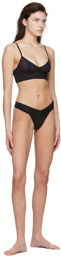 SKIMS Black Logo Mesh Thong