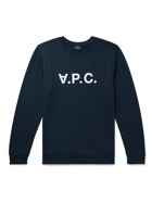 A.P.C. - Logo-Flocked Cotton-Jersey Sweatshirt - Blue