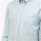 Portuguese Flannel Men's Belavista Stripe Button Down Oxford Shirt in White/Green