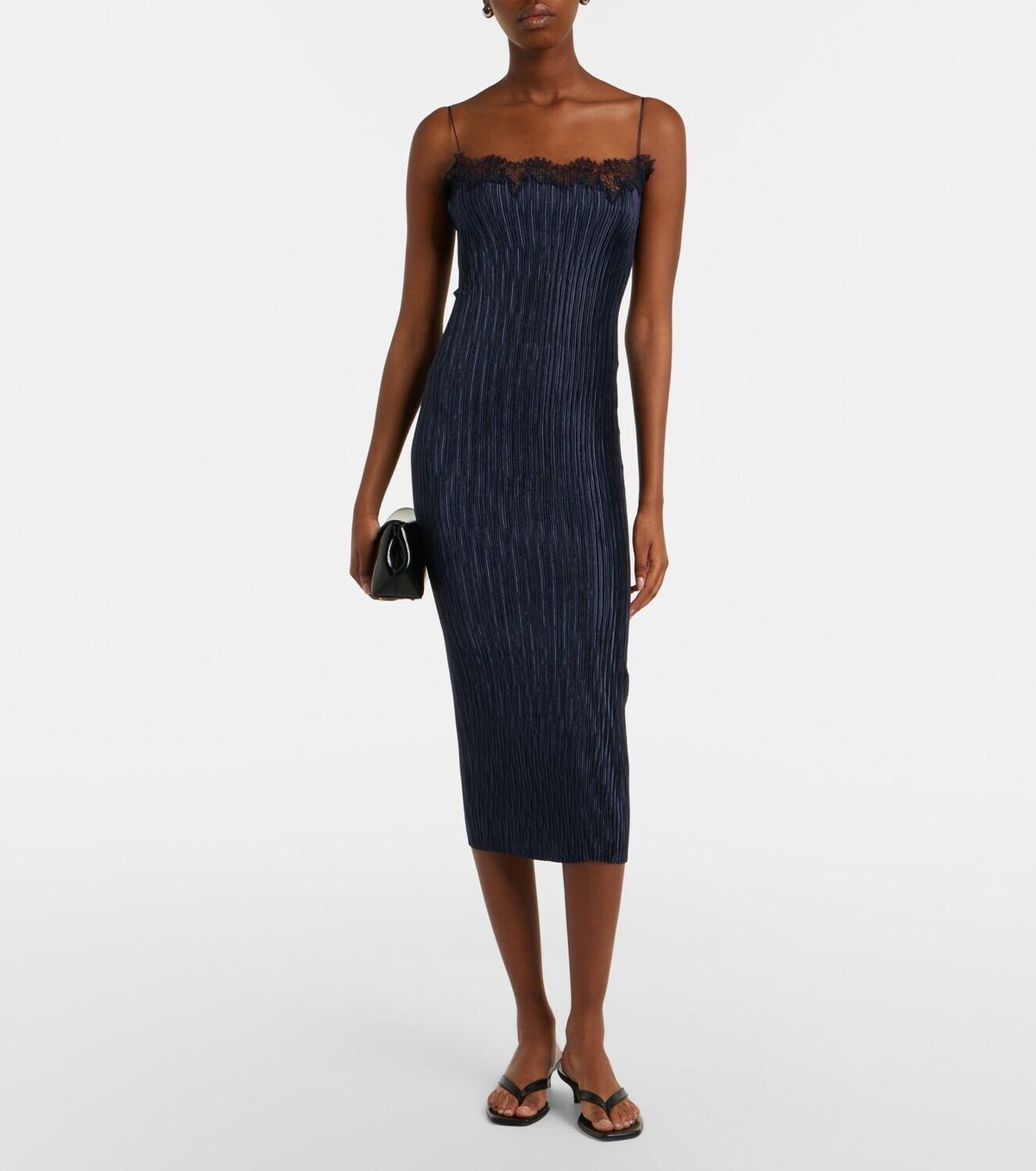 Fforme Lumi lace-trimmed pleated midi dress