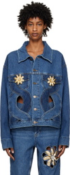 AREA Blue Rope Cutout Denim Jacket