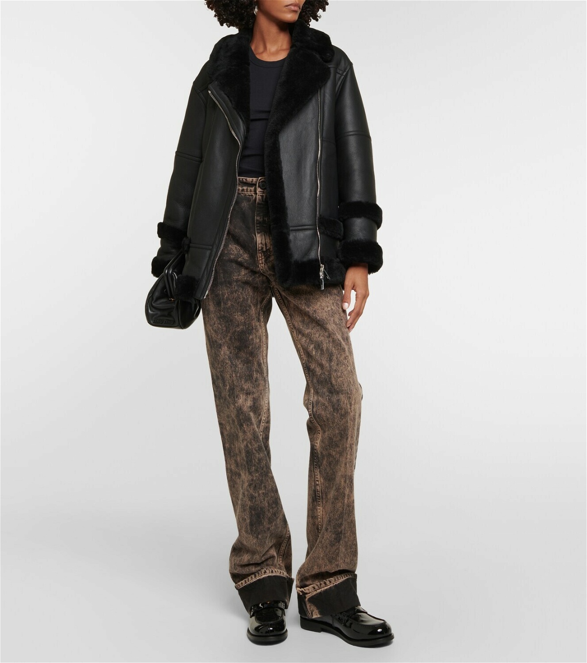 Blancha Leather and shearling jacket