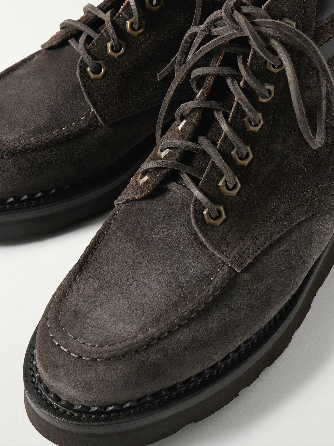 Yuketen - Leather-Trimmed Suede Boots - Brown