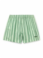 Zegna - Straight-Leg Mid-Length Logo-Embroidered Striped Shell Swim Shorts - Green