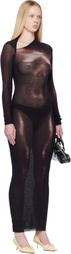 Jean Paul Gaultier Black & Burgundy 'The Long Bronze Body Dust' Maxi Dress