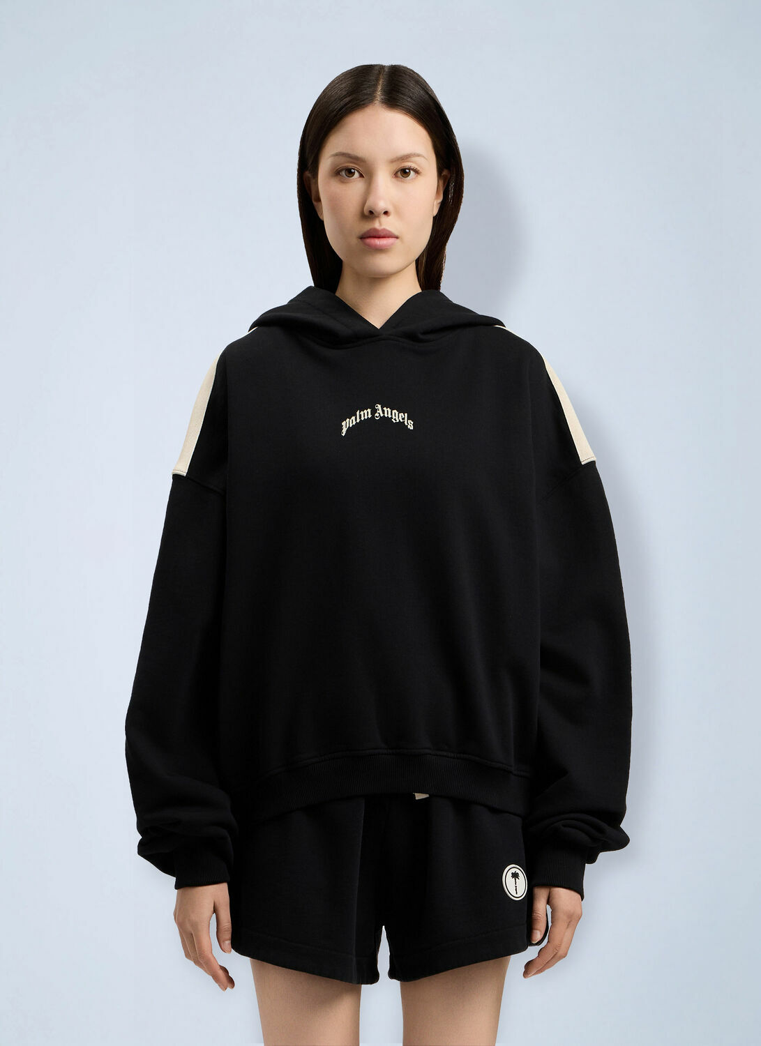 Palm Angels Curved Logo Loose Crop Hoodie