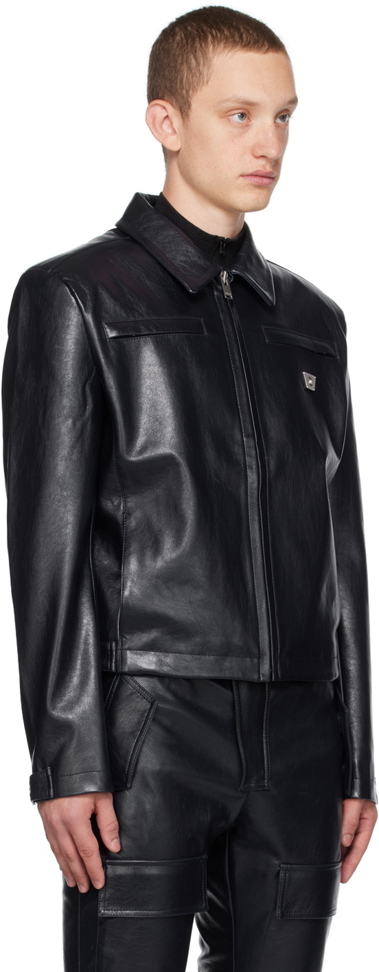 Misbhv Monogram Embossed Bandit Leather Jacket Black - Mens
