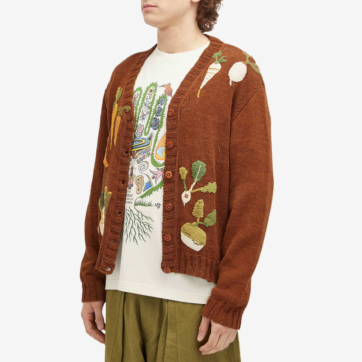 Story mfg. Men's Twinsun Rooting For You Cardigan in Brown Rooting