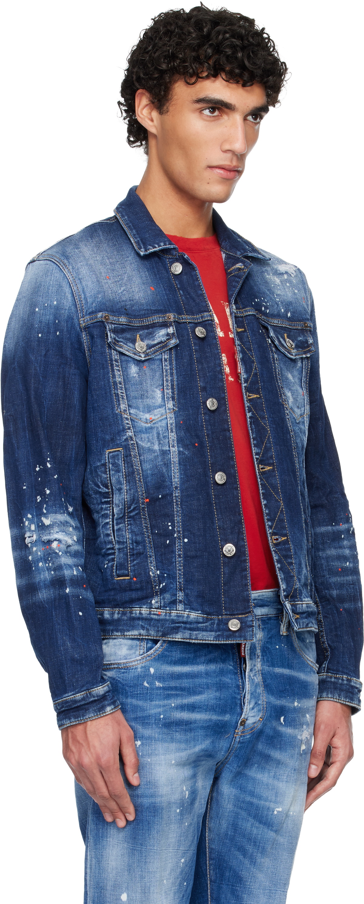 Dsquared2 Navy Medium Easy Wash Dan Denim Jacket