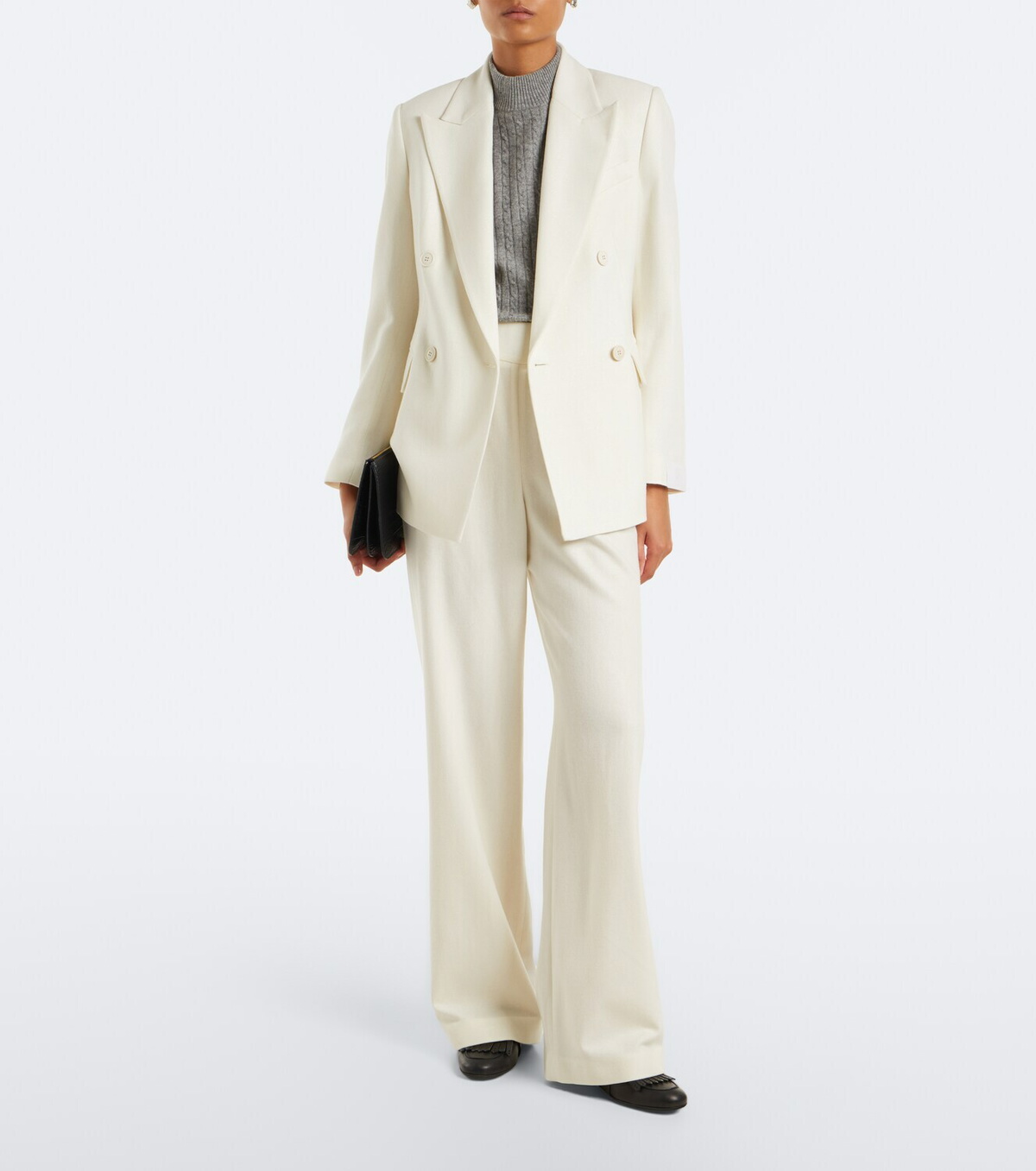 Eleventy Wool and cashmere wide-leg pants