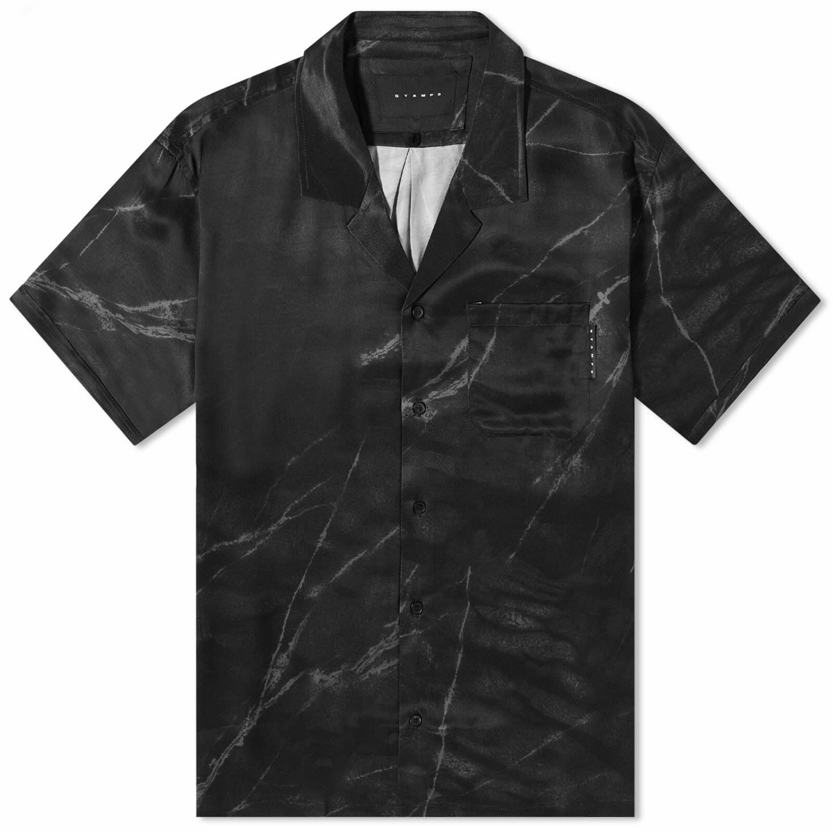 Photo: Stampd Men's Marble Camp Collar Vacation Shirt in Black Marble
