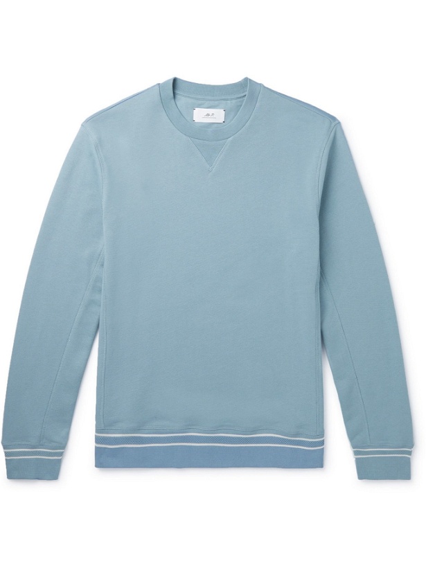 Photo: MR P. - Contrast-Tipped Loopback Cotton-Jersey Sweatshirt - Blue - XS