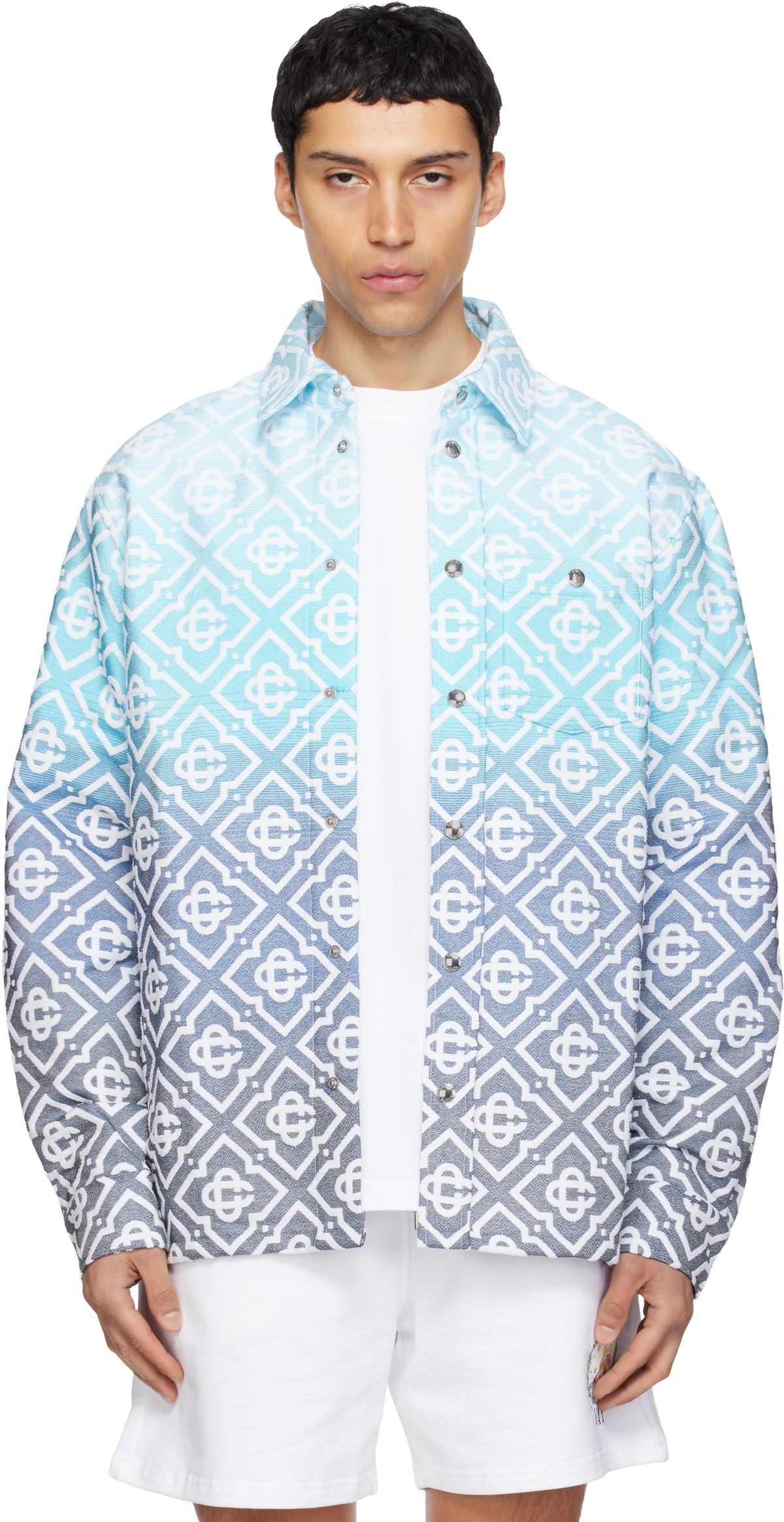 Casablanca Blue Monogram Gradient Jacquard Jacket