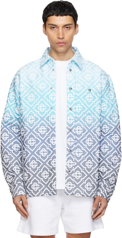 Photo: Casablanca Blue Monogram Gradient Jacquard Jacket