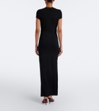 Jean Paul Gaultier Leather-trimmed jersey maxi dress