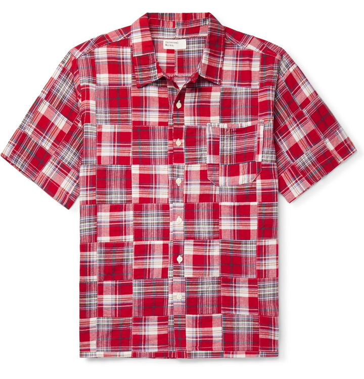 Photo: Universal Works - Madras Patchwork Cotton Shirt - Red