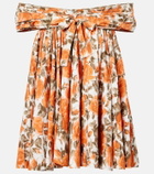 Chloé Floral pleated cotton poplin minidress