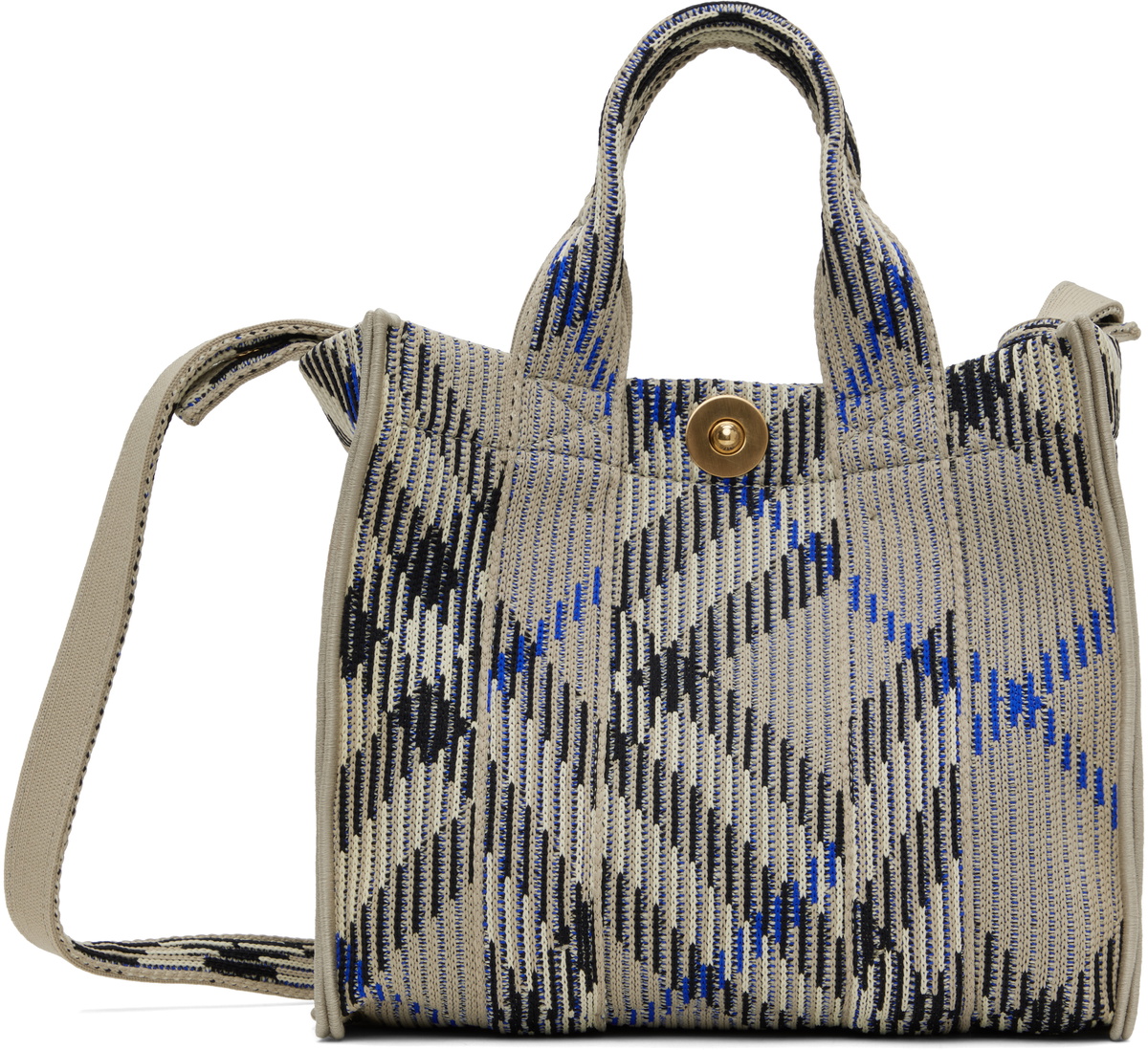 Burberry Beige Mini Check Knitted Tote