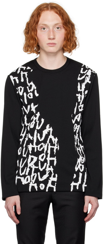 Photo: Comme des Garçons Homme Plus Black Printed Long Sleeve T-Shirt