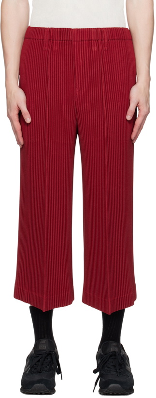 Photo: HOMME PLISSÉ ISSEY MIYAKE Red Kersey Pleats Trousers