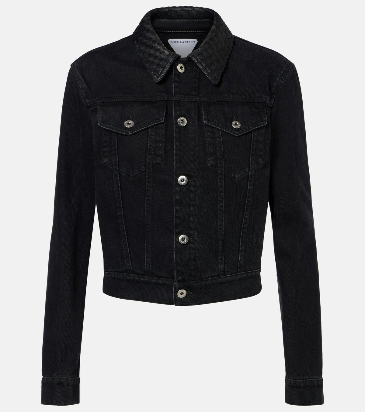 Bottega Veneta Intrecciato leather-trimmed denim jacket