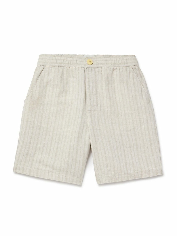 Photo: Oliver Spencer - Osborne Straight-Leg Striped Linen and Cotton-Blend Shorts - Neutrals
