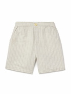 Oliver Spencer - Osborne Straight-Leg Striped Linen and Cotton-Blend Shorts - Neutrals