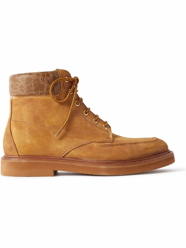 Photo: Maison Margiela - Artist Leather-Trimmed Suede Lace-Up Boots - Brown