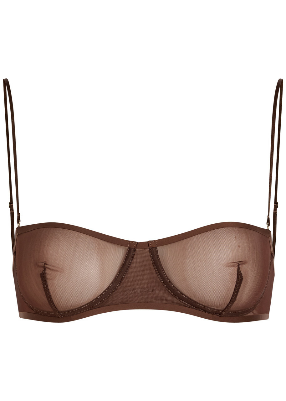 Calvin Klein Alden Unlined Stretch-mesh bra Brown
