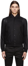 Saint Laurent Black Wool Teddy Bomber Jacket