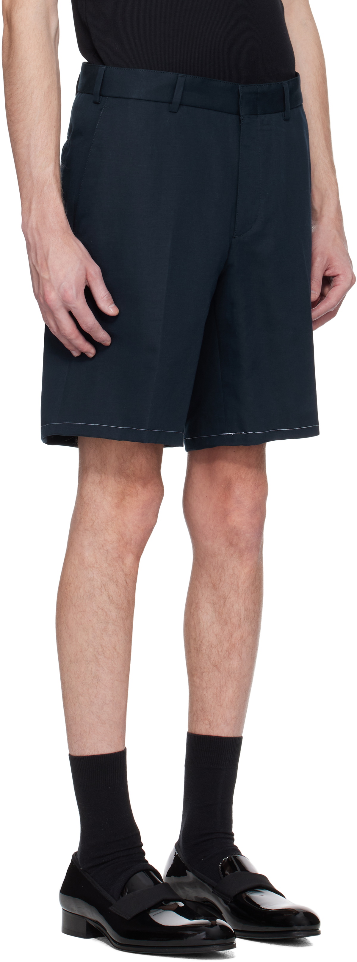 Brioni Navy Cotton Gabardine Shorts