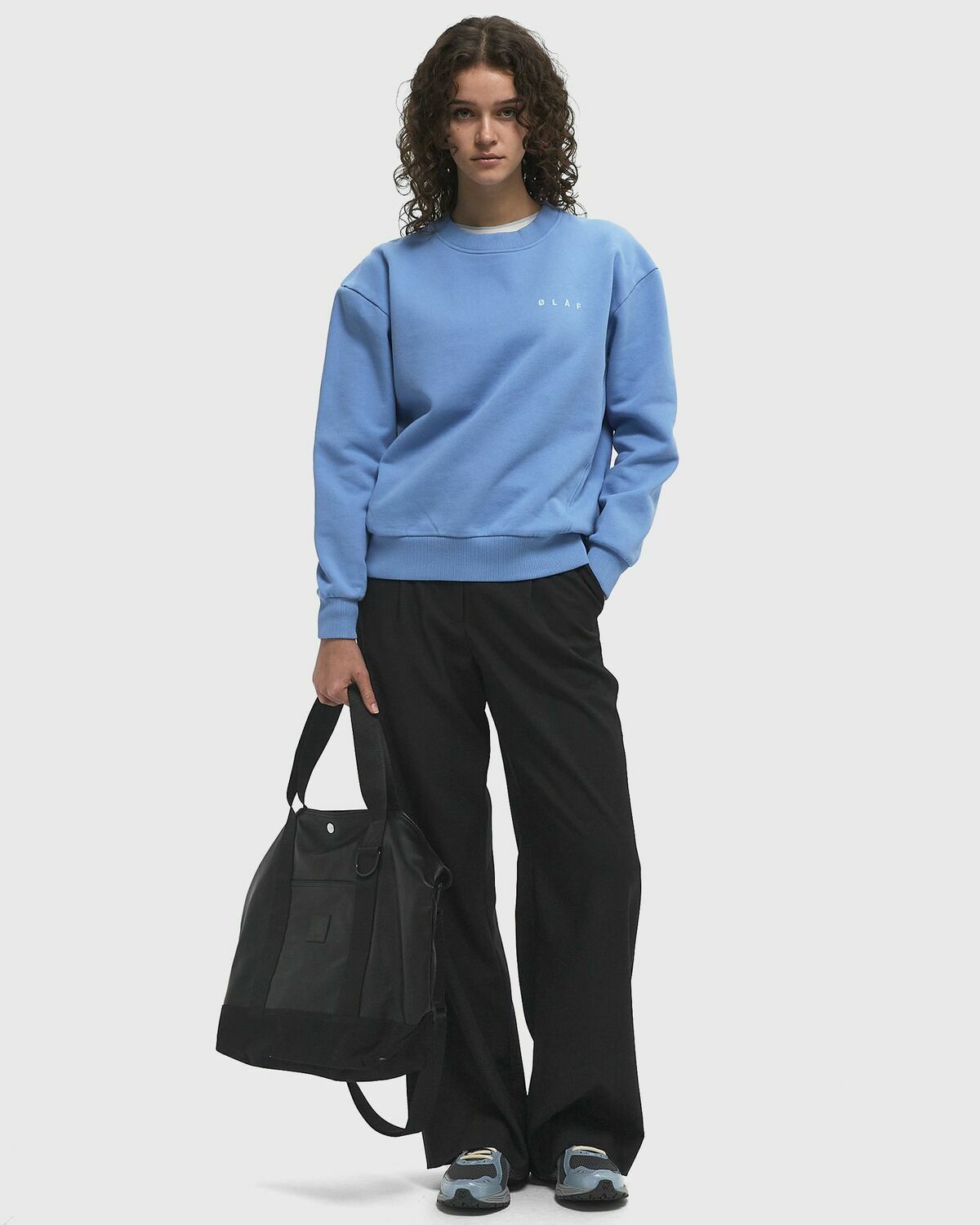 ØLÅF SPIRAL FACE CREWNECK Blue Womens Sweatshirt