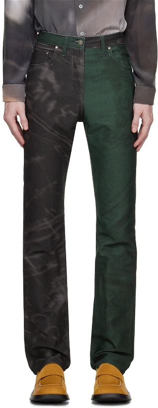 Photo: Serapis Green & Black Paneled Jeans