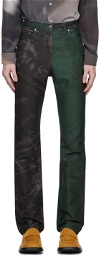 Serapis Green & Black Paneled Jeans